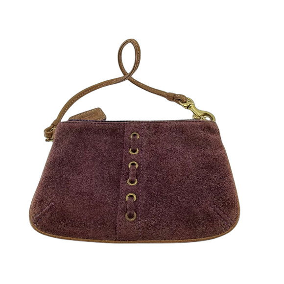 Coach Handbags - Coach Purple Suede Leather Wristlet
